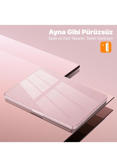 Macbook Neo 13 İnç A3404 Uyumlu Kılıf Kristal Kapak Şeffaf Parlak Tam Koruma Alt Üst Koruyucu Pembe
