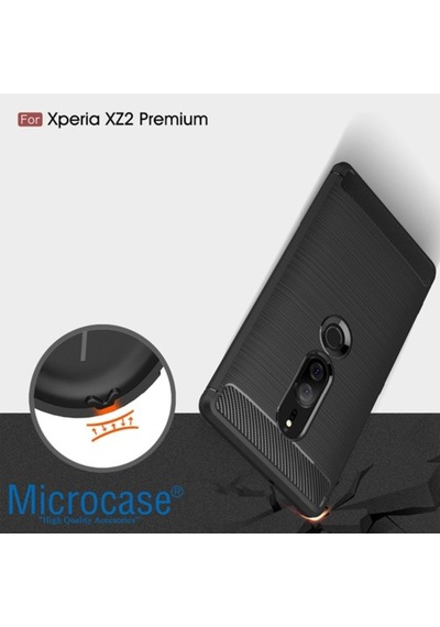 Microcase Xperia Xz2 Premium Brushedcarbonfiber Silikon Kilif+Cam 281155804 - Seçenek / Cam Koruma-Cam Istemiyorum
