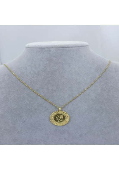 22 Ayar Altın Kaplama Singapur Zincir'li Tarih'li Tam Altın Takı'lı Kadın Kolye Gold