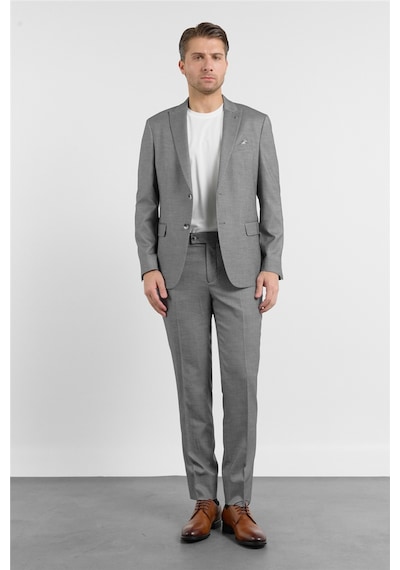 İmza Füme-beyaz Kırlangıç Yaka 6 Drop Slim Fit Tam Astar Esnek Takım Elbise 1001260163 Füme - Beyaz