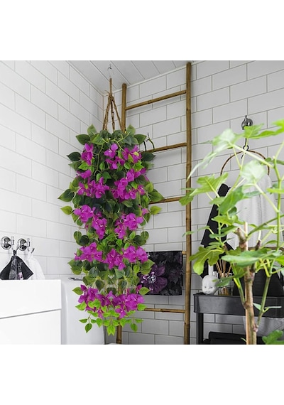 Yapay Çiçek Mor Begonvil Çiçeği 9 Dallı 100cm Sarkan Çiçek