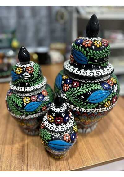 Üçlü Şah Küp Vazo Seti Siyah