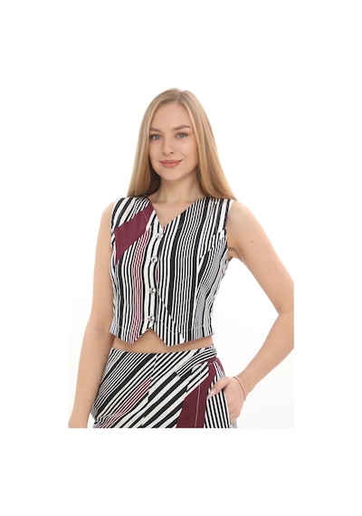 Setse %100 Cotton Desenli Yelek Mürdüm