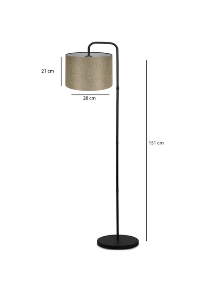 Suitable Metal Gövdeli Bej Kumaş Başlık Çok Amaçlı Lambader Salon Köşe Lambası Bej