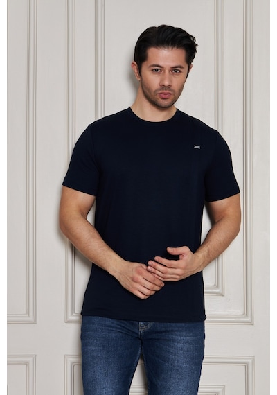 Erkek Jeuss Oysho Kumaş Sıfır Yaka Lacivert Tshirt