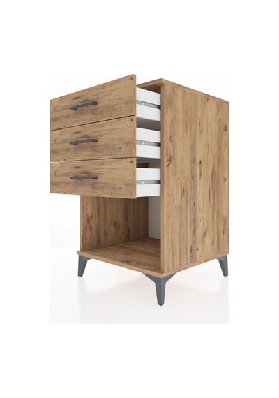 Kronos Komodin 3 Çekmeceli 60x59x96 Çam-çam Atlas Çam