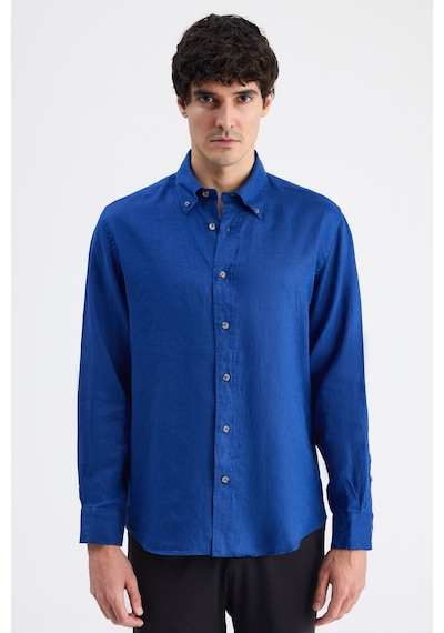 D'S Damat Ds Damat Comfort İndigo Düz Keten Gömlek 6hc02ap01304m Çok Renkli 2XL