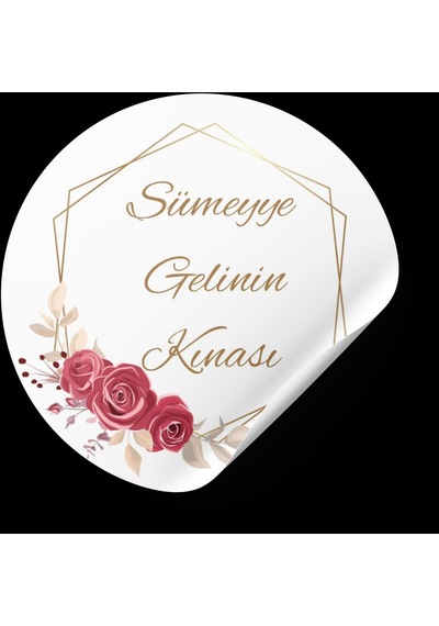 Gelin Bohçası Etiketi Yuvarlak 4x4 Cm 54 Adet - Arletikettasarım Beyaz