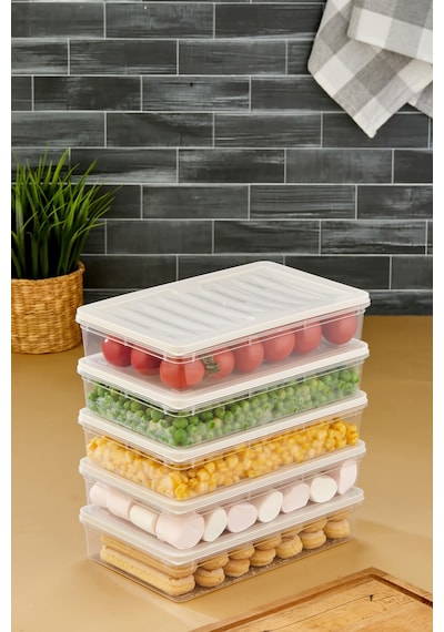 Multi Box 5 Li Set Saklama Kabı Seti - Dondurucu & Mikrodalga Uyumlu Krem