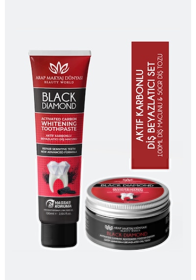 Arap Makyaj Dünyası Black Diamond Beyazlatıcı Diş Tozu 50 G + Diş Macunu 100 ML