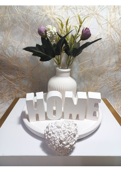 Home Yazılı Vazolu Set-tabak,vazo,kalp Obje Ve Harfler Beyaz