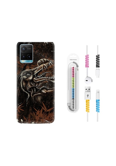 Vivo Y21S Kılıf Kablo Koruyuculu Jurassic 1705