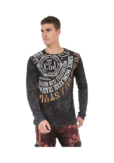 Cipo & Baxx CL472 Desenli Siyah Sweatshirt Siyah