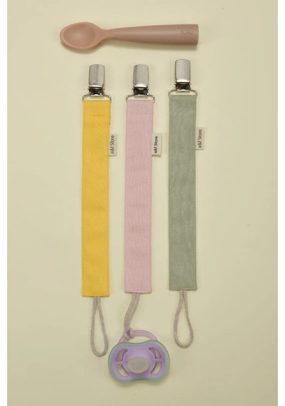E&f Store 3'lü Emzik Askısı Seti - Pembe - Sarı - Mint Yeşili Çok Renkli
