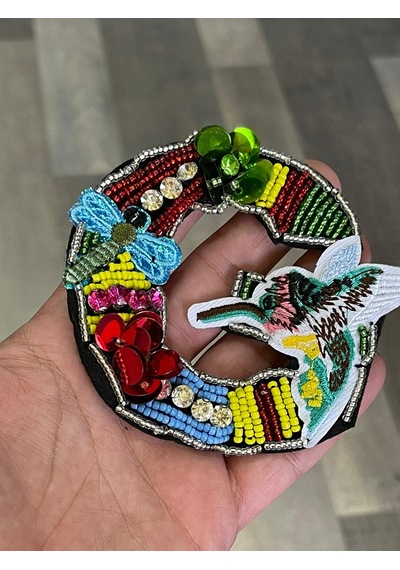 10x9 Cm Kuş Yusufcuk Taş Boncuk Nakış Işleme Aplike Arma Dikiş Hobi Aksesuarı