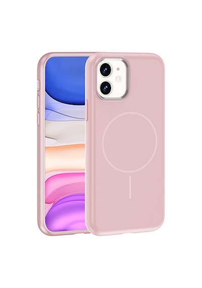 Zore İphone 11 Kılıf M-safe Şarj Özellikli Metal Kamera Çerçeveli Ogaa Edi Silikon Kapak - Rose Gold