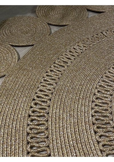 Mavaux Begonvil Jüt Hasırlı Örgü Kilim Bej