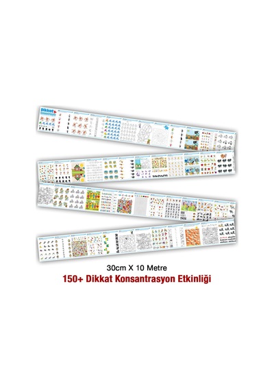 Dikkat & Konsantrasyon Etkinlik Rulosu V1 150+ Dikkat Egzersizi Büyük Boy 10 Metre - 808530499