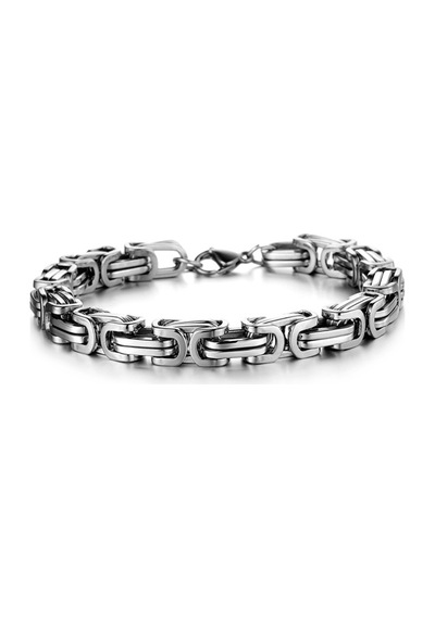 Ehediye Chavin Kalın Kral Model 8 Mm. Gri Çelik Erkek Bileklik Df14Slv