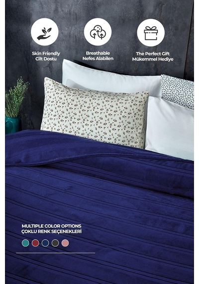Mayer Supersoft Yumuşak Çift Kişilik Battaniye 180x230 Cm Lacivert Çok Renkli
