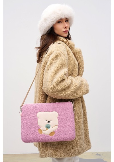 Mussen Teddy Bear Laptop Kılıfı 13" & 14" İnç Uyumlu Pembe
