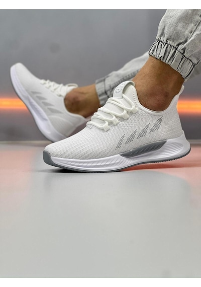 Wipper Ultra Hafif Triko Sneaker - Nefes Alan Ortopedik Poli Taban Unisex Yazlık Spor Ayakkabı Beyazbuz