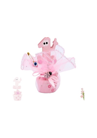 1 Yaş Figürlü Süslü Notluk - Pembe Keseli