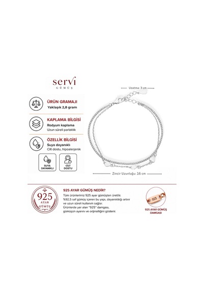 Servi 925 Ayar Love Chain Bileklik-260 Gümüş