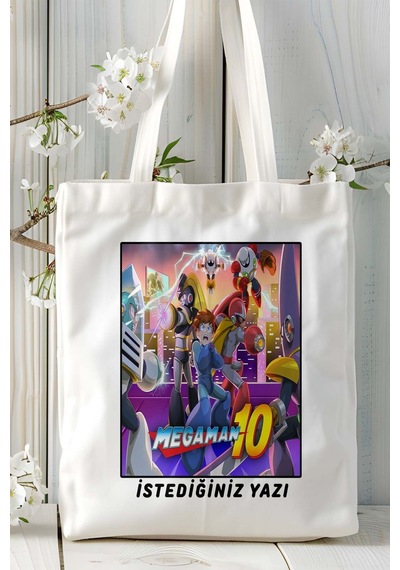Art Hediye Megaman Oyun Baskılı Omuz Çanta Kişiye Özel Model 2 Çok Renkli