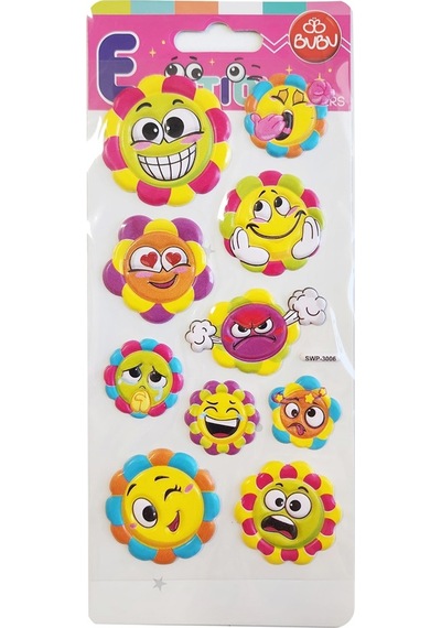 Bu-bu Emotıons Puffy Stickers Güneş Çiçekler 9x21 Bubu-swp-3006 Çok Renkli