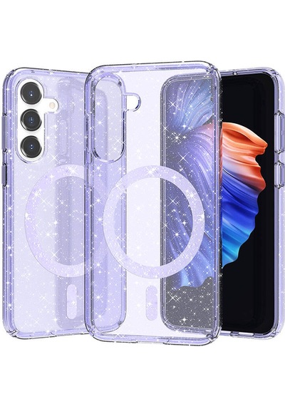 Nourthkiingdom Galaxy Uyumlu S23 Fe Kılıf Magsafe Şarj Özellikli Parlayan Simli Saydam Renkli Nrtk Allstar Kapak - Mor Mor
