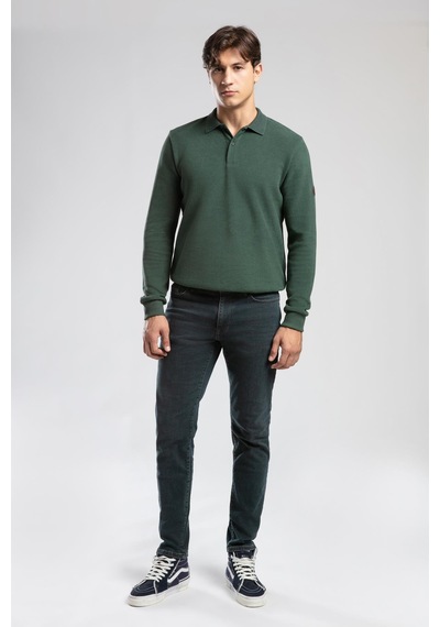 Lee Cooper Newblend Erkek Polo Yaka Sweatshirt Zümrüt-20949 Zümrüt
