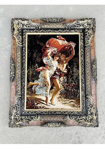 Aşkın Sıcaklığı Adlı İran Tebriz Halı Tablo 77x97cm - Duvar Halı Kilim Tablo