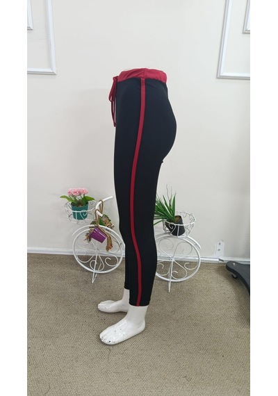 Bhrwear Kadın Yüksek Bel Bağcıklı Şerıt Detaylı Dalgıç Tayt Renkli