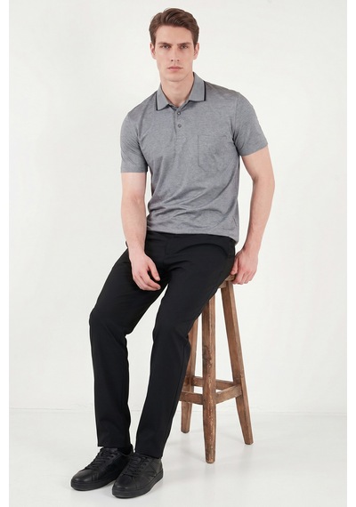 Buratti Pamuklu Regular Fit Göğüs Cepli Düğmeli Polo T Shirt Erkek Polo T Shirt 4565001 Koyu Siyah