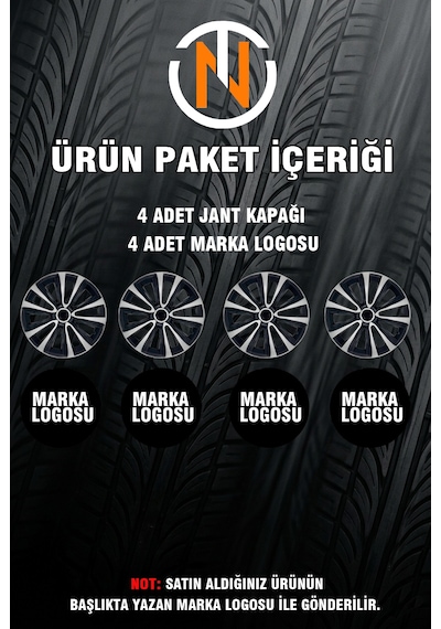 Fiat Egea 15 İnç Jant Kapağı Takım Siyah Gri C121