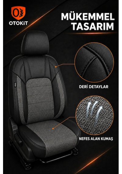 Opel Combo 2011 - 2025 Uyumlu Koruyucu Gri Oto Koltuk Kılıfı 46564789