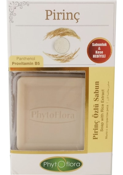 Phytoflora Pirinç Özlü Sabun 125 G + Sabunluk + Kese
