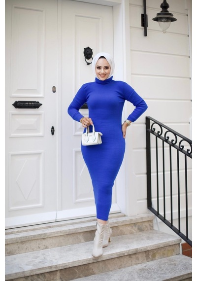 Hira Life Fashion Kadın Elbise Tesettür Giyim Balıkçı Yaka Ve Dar Kesim Triko Kalem Elbise Saks Mavi Saks Mavi Hira Life Fashion Kadın Elbise Tesettür Giyim Balıkçı Yaka Ve Dar Kesim Triko Kalem Elbise Saks Mavi Saks Mavi