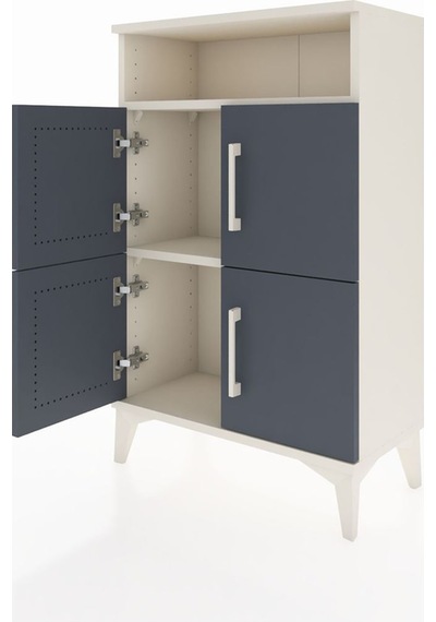 Arges Komodin Tek Raflı 4 Kapaklı 60x30x96 Aytaşı-antrasit Aytaşı