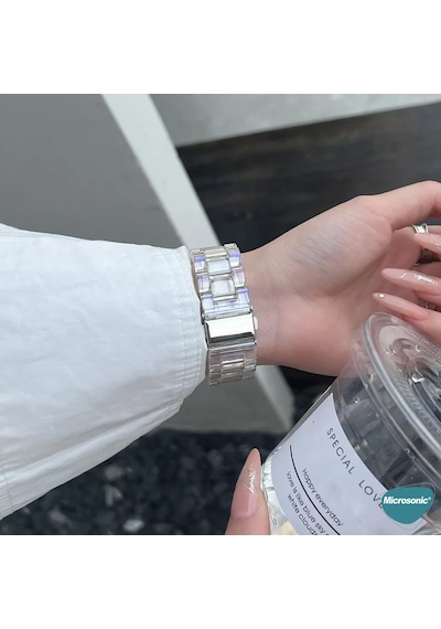 Apple Watch Ultra 2 İçin Kordon Stainless Transparent Clear Çok Renkli Watch Ultra 2 İle Uyumlu Kordon - Çok Renkli