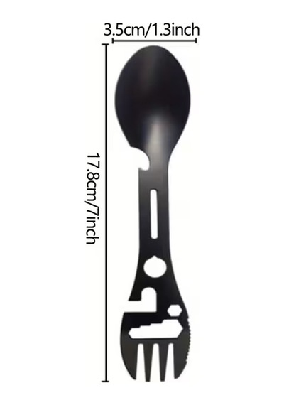 2'li Paket Taktiksel Spork Kaşık Çatal - 5 Fonksiyonlu - Paslanmaz Çelik Çok Renkli