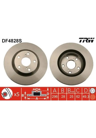 Toyota Yaris Fren Diski On 2003-2005 Trw Df4828s 2adettir