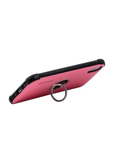 İphone Xr Halka Standlı Mat Kılıf Ring Holder Parmak Destekli Darbe Azaltıcı Tpu Koruyucu Kapak Açık Pembe