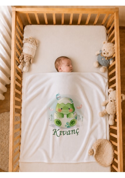 Pia Baby İsme Özel Erkek Bebek Yenidoğan Hastane Çıkışı %100 Pamuk Organik Baskılı Battaniyeli Tulum Set 2067bt3x Krem