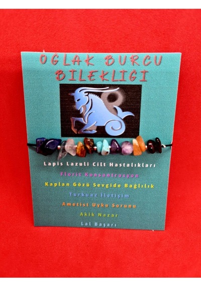 Gümüştel El Sanatları Sertifikalı Oğlak Burcu Bileklik Doğal Taş Çok Renkli