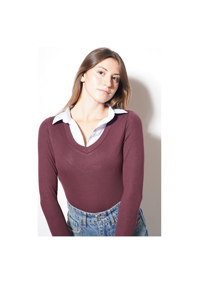 Ckm Moda Minaly Gömlek Detay Bluz Bordo