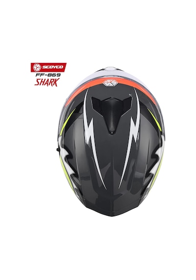 Scoyco FF-869 Shark Güneş Vizörlü Kapalı Kask Kırmızı - Neon Sarı - Siyah