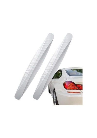 Kyrotech 2 Adet Karbon Fiber Görünümlü Tampon Koruyucu Şerit 40,5 Cm Yapışkanlı Esnek Köşe Koruma Beyaz Renkli, Araç Ön Ve Arka Tampon İçin Çizik Önleyici Şerit, Tüm Araçlara Uyumlu