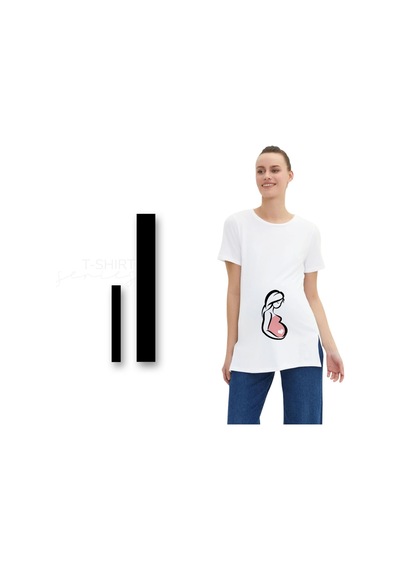 Bk Gift Espri Tasarımlı Beyaz Hamile Tişörtü, Hamileye Hediye, Yeni Anne Hediyesi, Arkadaşa Hediye-16 001